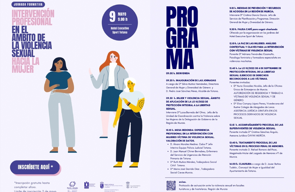 Totana acogerá una jornada sobre la intervención Profesional en el ámbito de la violencia sexual hacia la mujer